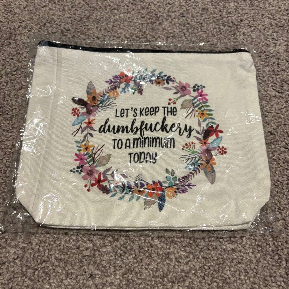 NEW Funny Canvas Cosmetic Bag Zipper Top 9"x7.5"